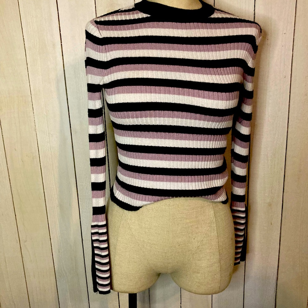 Pop Sugar Juniors Size S- Ladies High quality Striped Hi Neck Sweater.